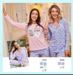 PIJAMA CASACA Y PANTALÓN DE JERSEY DE ALGODÓN EMMY - Cod 5710