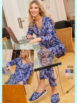 PIJAMA CASACA Y PANTALÓN DE JERSEY DE ALGODÓN EMMY - Cod 5724