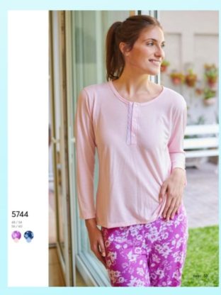 PIJAMA PANTALÓN Y REMERA  DE JERSEY DE ALGODÓN EMMY - Cod 5744