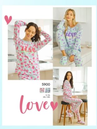 PIJAMA PANTALÓN Y REMERA  DE JERSEY DE ALGODÓN ESTAMPADO EMMY - Cod 5900