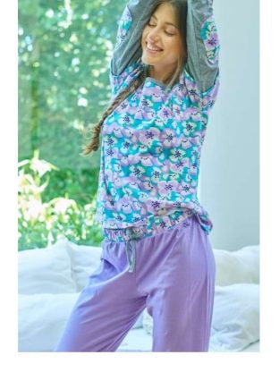 PIJAMA PANTALÓN Y REMERA  DE JERSEY DE ALGODÓN EMMY - Cod 6113