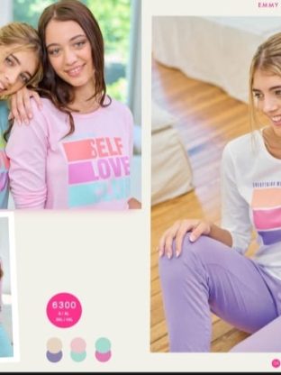 PIJAMA LISO CON ESTAMPA DE JERSEY DE ALGODÓN EMMY - Cod 6300