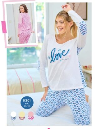 PIJAMA REMERA Y PANTALÓN DE JERSEY DE ALGODÓN EMMY - Cod 6301