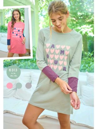 CAMISOLA LISA CON ESTAMPA DE JERSEY DE ALGODÓN EMMY - Cod 6313