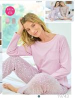 PIJAMA DE JERSEY VISCOSA. REMERA LISA Y PANTALÓN ESTAMPADO EMMY - Cod 6324