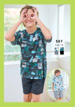 PIJAMA DE VARÓN MANGA CORTA Y SHORT LISO EMMY - Cod 567