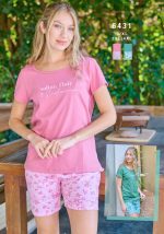 PIJAMA MANGA CORTA SHORT ESTAMPADO. JERSEY ALGODÓN LISO EMMY - Cod 6431