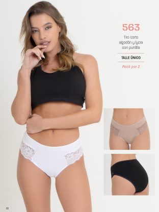 PACK X 2 TIRO CORTO DE ALGODÓN Y LYCRA CON PUNTILLA FAIRUZ - Cod 563