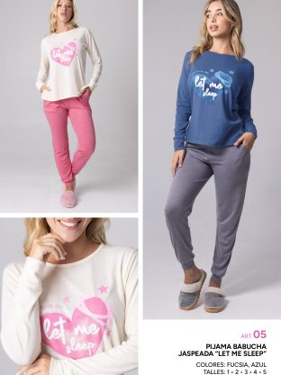 PIJAMA BABUCHA JASPEADA DE JERSEY DE ALGODÓN FRASHE DREAMS - Cod 05