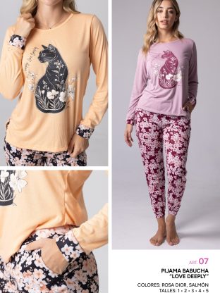 PIJAMA BABUCHA DE JERSEY DE ALGODÓN FRASHE DREAMS - Cod 07