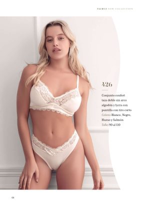 CONJUNTO TAZA DOBLE SIN ARCO DE ALGODÓN Y LYCRA CON PUNTILLA CON TIRO CORTO FAIRUZ - Cod 426