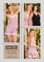 CONJUNTO DE MUSCULOSA CON TIRANTES REGULABLES Y SHORT CON PUNTILLA FRASHE DREAMS - Cod 12