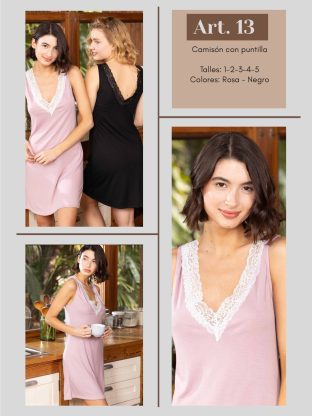 CAMISÓN CON PUNTILLA  FRASHE DREAMS - Cod 13
