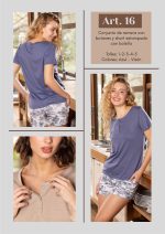 CONJUNTO DE REMERA CON BOTONES Y SHORT ESTAMPADO CON BOLSILLO FRASHE DREAMS - Cod 16