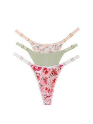 PACK X 3 DE TANGA CAVADA DE ALGODÓN Y LYCRA ESTAMPADO VINTAGE FRASHE - Cod 5001