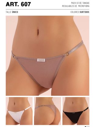 PACK X 3 DE TANGAS REGULABLES DE MICROFIBRA  FRASHE - Cod 607