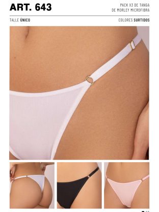 PACK X 3 DE TANGA DE MORLEY DE MICROFIBRA FRASHE - Cod 643