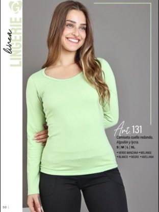 CAMISETA CUELLO REDONDO DE ALGODÓN Y LYCRA GEORGETTE - Cod 131