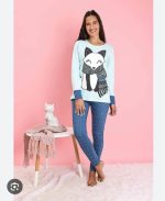 PIJAMA REMERA Y PANTALÓN DE JERSEY DE ALGODÓN GEORGETTE - Cod 361