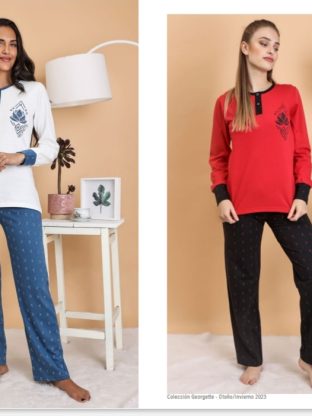 PIJAMA REMERA Y PANTALÓN DE JERSEY DE ALGODÓN GEORGETTE - Cod 365