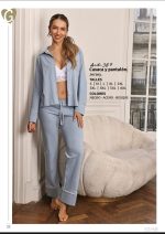 PIJAMA CASACA Y PANTALÓN DE JERSEY DE ALGODÓN GEORGETTE - Cod 367