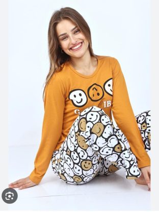 PIJAMA REMERA Y PANTALÓN DE JERSEY DE ALGODÓN GEORGETTE - Cod 406