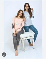PIJAMA REMERA Y PANTALÓN DE JERSEY DE ALGODÓN GEORGETTE - Cod 412