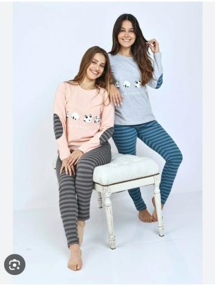 PIJAMA REMERA Y PANTALÓN DE JERSEY DE ALGODÓN GEORGETTE - Cod 412