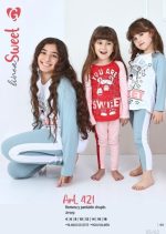 PIJAMA DE NIÑA REMERA Y PANTALÓN CHUPIN DE JERSEY DE ALGODÓN GEORGETTE - Cod 421