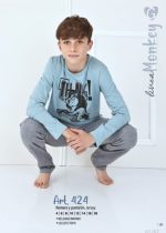 PIJAMA DE NIÑO REMERA Y PANTALÓN DE JERSEY DE ALGODÓN GEORGETTE - Cod 424