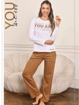 PIJAMA REMERA Y PANTALÓN DE JERSEY DE ALGODÓN GEORGETTE - Cod 466