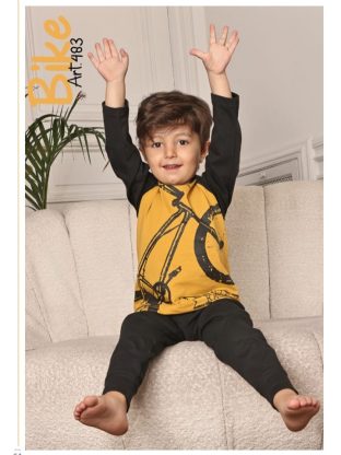 PIJAMA DE NIÑO REMERA Y PANTALÓN DE JERSEY DE ALGODÓN GEORGETTE - Cod 483