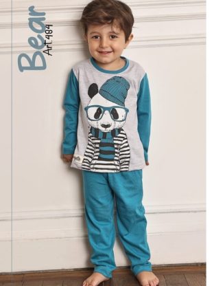 PIJAMA DE NIÑO REMERA Y PANTALÓN DE JERSEY DE ALGODÓN GEORGETTE - Cod 484