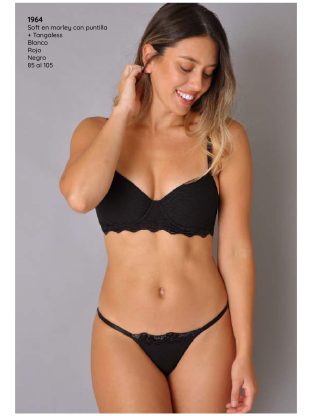 CONJUNTO SOFT EN MORLEY Y PUNTILLA CON TANGALESS LADY JANE - Cod 1964