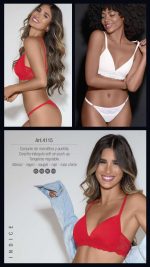 CONJUNTO DE MICROFIBRA Y PUNTILLA. CORPIÑO TRIÁNGULO SOFT SIN PUSH UP. TANGALESS REGULABLE. LARA - Cod 4115