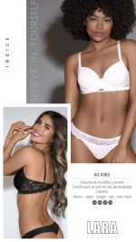 CONJUNTO DE MICROFIBRA Y PUNTILLA. CORPIÑO PUSH UP SOFT CON DIJE PERSONALIZADO. COLALESS. LARA - Cod 4385