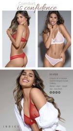 CONJUNTO DE TUL FANTASÍA. CORPIÑO TRIÁNGULO CRUZADO. COLALESS. LARA - Cod 4550