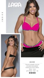 CONJUNTO DE ALGODÓN Y LYCRA CON ELÁSTICO PERSONALIZADO. CORPIÑO PUSH UP SOFT. COLALESS. LARA - Cod 5150