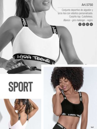 CONJUNTO DEPORTIVO CON ELÁSTICO PERSONALIZADO Y CULOTELESS LARA - Cod 5750