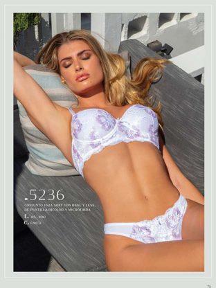 CONJUNTO TAZA SOFT DE PUNTILLA BICOLOR Y MICROFIBRA CON BASE Y LESS LODY - Cod 5236