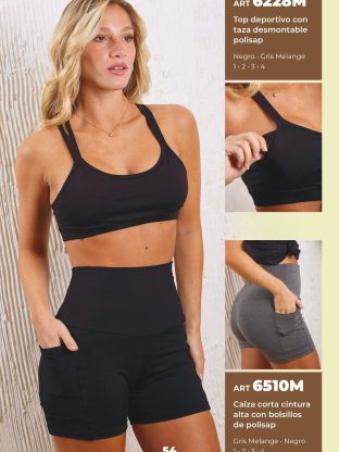 CALZA CORTA CINTURA ALTA CON BOLSILLOS DE POLISAP MOZIONE - Cod 6510