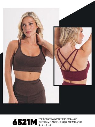 TOP DEPORTIVO CON TIRAS MELANGE MOZIONE - Cod 6521