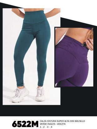 CALZA CINTURA SUPER ALTA CON BOLSILLO MOZIONE - Cod 6522