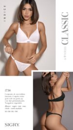 CONJUNTO DE MICROFIBRA FANTASIA. CORPIÑO TRIANGULO SOFT SIN PUSH UP CON DIJE PERSONALIZADO. TANGALESS REGULABLE SIGRY - Cod 1738