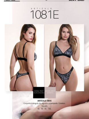CONJUNTO TRIÁNGULO DE ALGODÓN ESTAMPADO CON COLALESS SEXY LALI - Cod 1081E