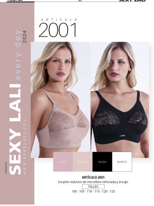 CORPIÑO REDUCTOR DE MICROFIBRA REFORZADO Y ENCAJE SEXY LALI - Cod 2001