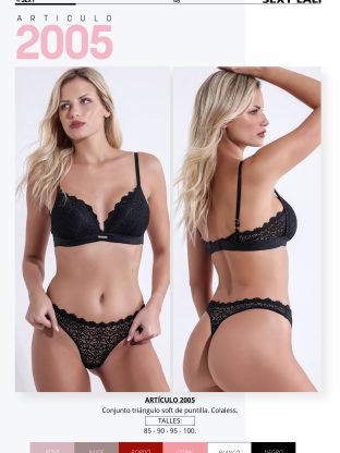 CONJUNTO TRIÁNGULO SOFT DE PUNTILLA CON COLALESS SEXY LALI - Cod 2005