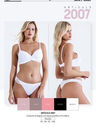 CONJUNTO TRIÁNGULO CON BASE PUNTILLA Y MICROFIBRA SEXY LALI - Cod 2007