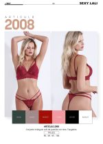 CONJUNTO TRIÁNGULO SOFT DE PUNTILLA CON TIRAS CON TANGALESS SEXY LALI - Cod 2008