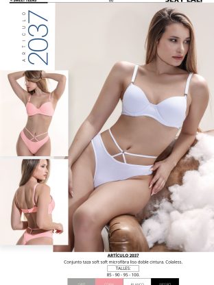 CONJUNTO TRIÁNGULO SOFT MICROFIBRA LISO COLALESS DOBLE CINTURA SEXY LALI - Cod 2037